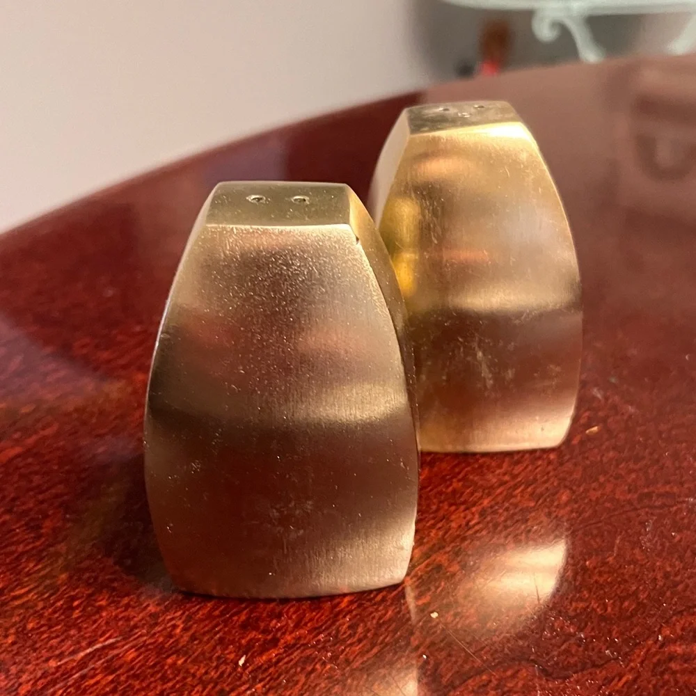 New! West Elm Modern gold salt and pepper shaker NIB